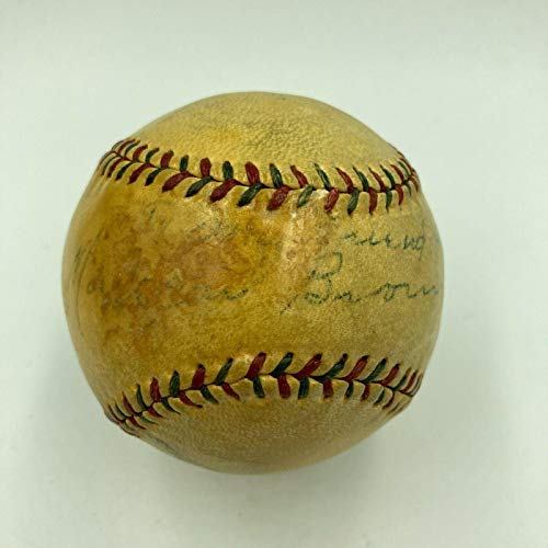 Extraordinary Mordecai"Three Finger" Brown Single Signed 1920s Baseball JSA COA - NFL Autographed Miscellaneous Items