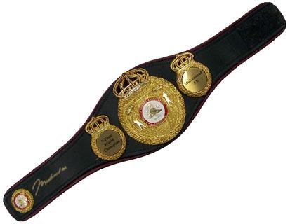 Muhammad Ali Autographed WBA Black Mini Belt - Sports Memorabilia